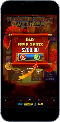 Buy Free Spins option in Floating Dragon Wild Horses slot